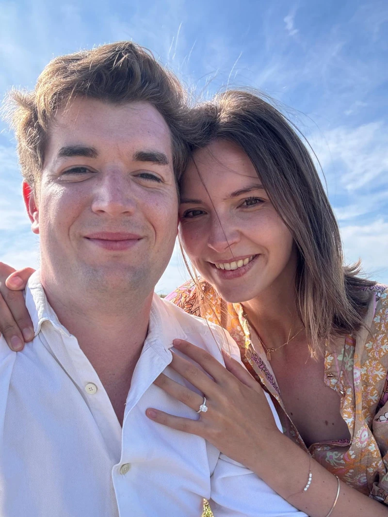 Couple celebrating engagement